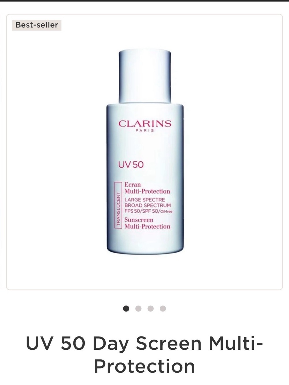Clarins White Sunscreen Lotion - SPF 50 Protective Cream